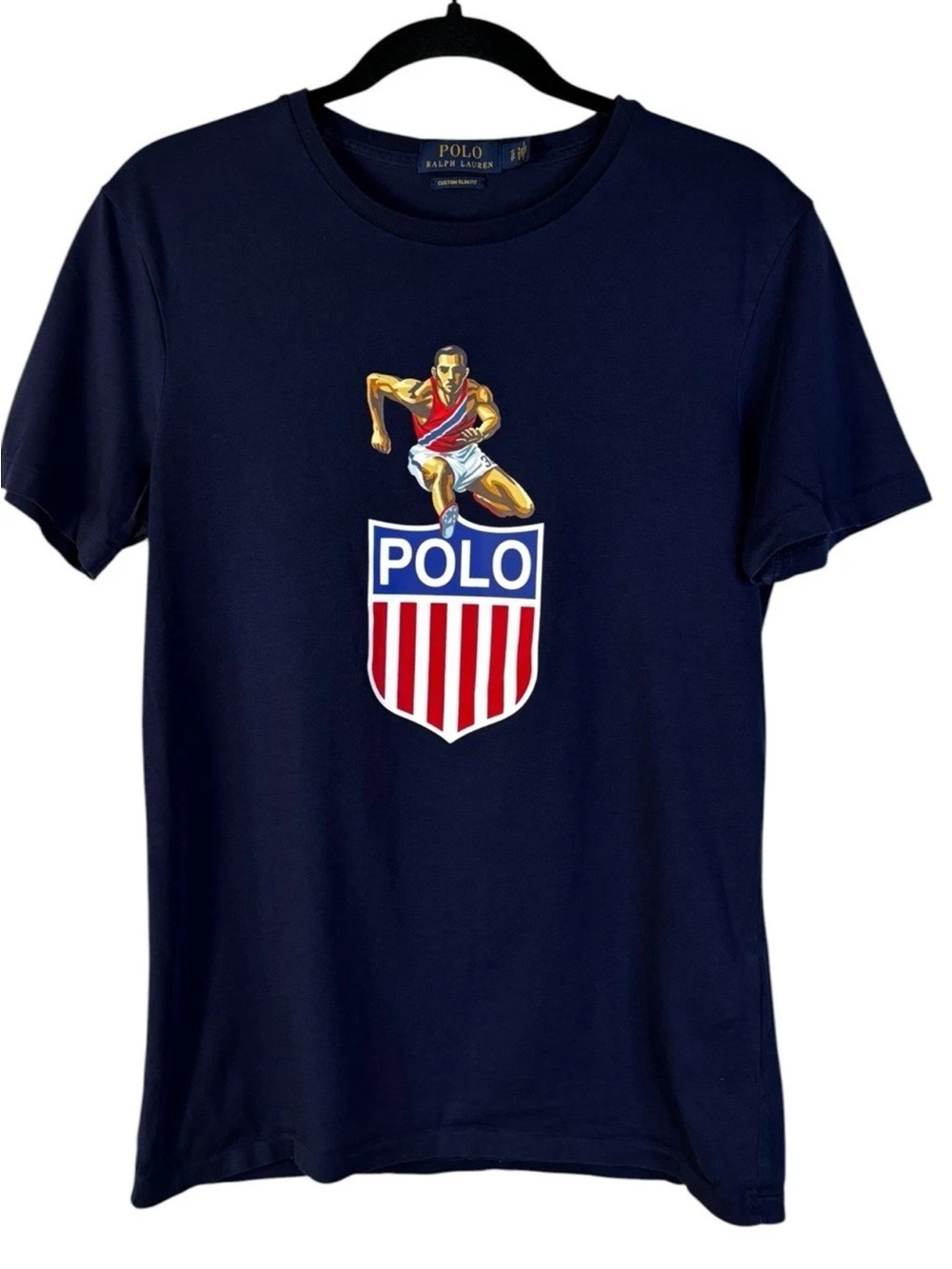 Polo Ralph Lauren Stadium T-Shirt Shield USA Track Hurdles P Wing Rare Small S